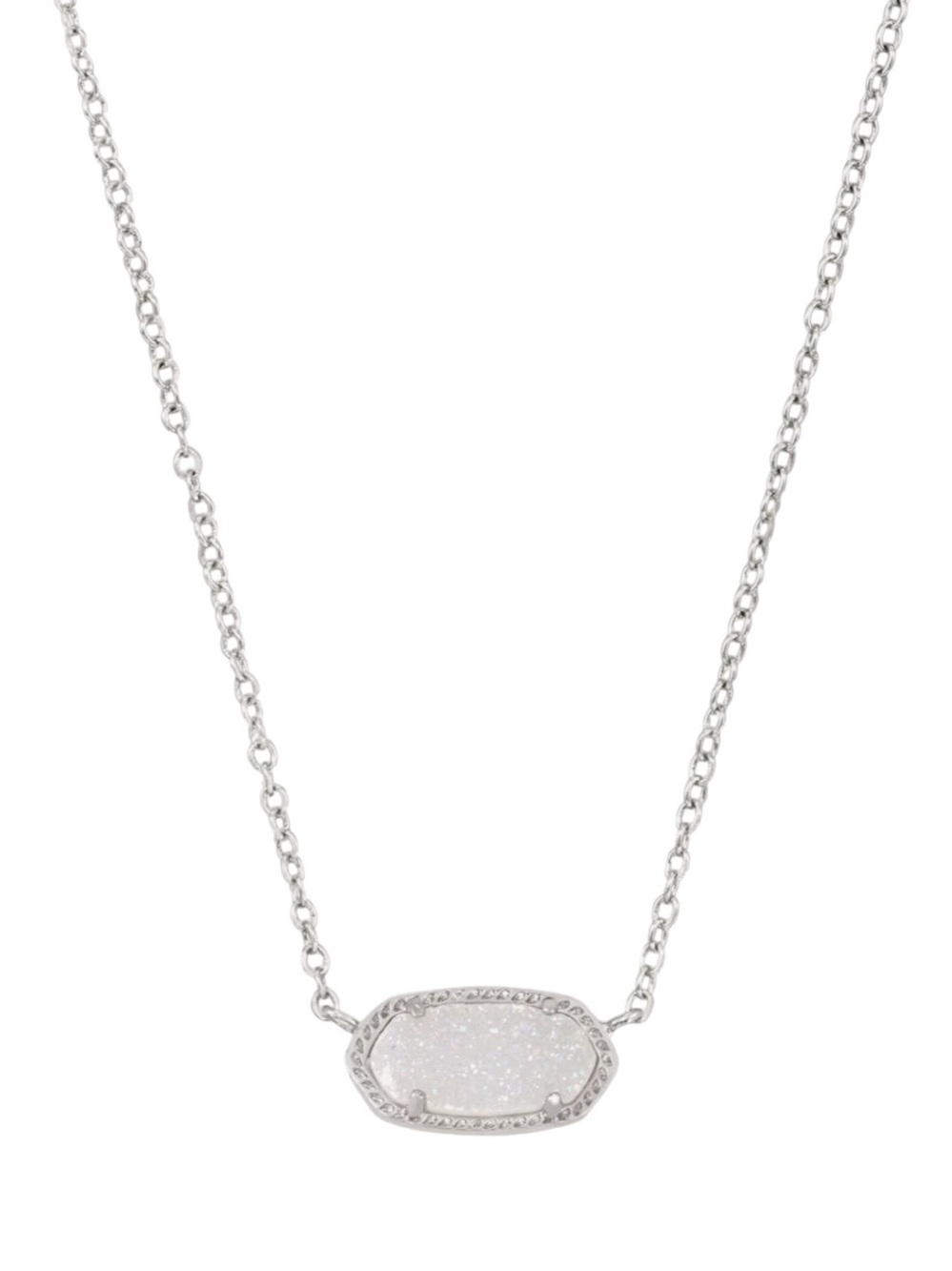 Kendra Scott White Druzy Elisa Pendant Necklace in Silver